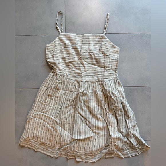 Francesca’s Elegant Cream Striped min Dress - Picture 8 of 10